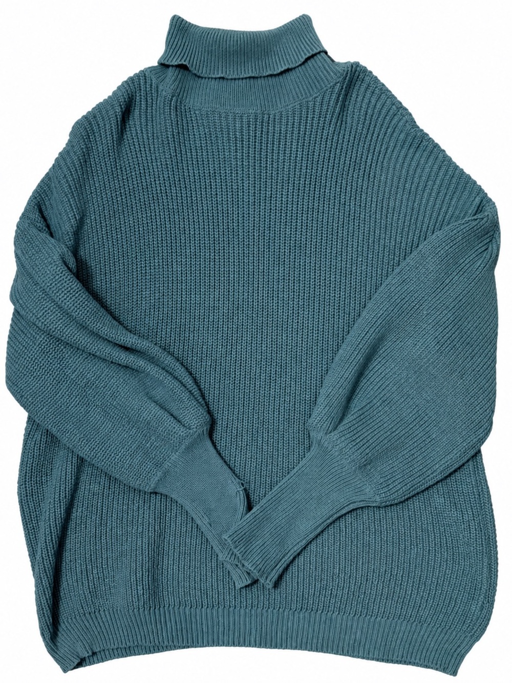 Zenana Teal Oversized Chunky Knit Turtleneck Sweater